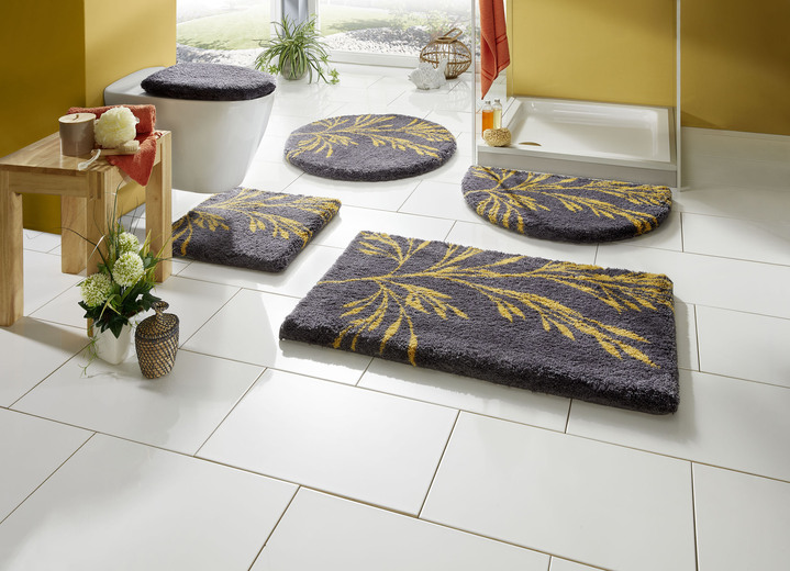 Grund - Badkamerset met antislip latexcoating, in Größe 100 (Matje, halfrond 50/80 cm) bis 112 (Toiletdekselafdekking 47/50 cm), in Farbe GRAU Ansicht 1