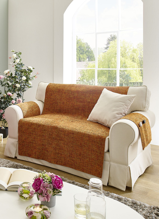 Sessel- & Sofaüberwürfe - Sesselschoner, in Größe 101 (Sesselschoner, 50x140 cm) bis 865 (Armlehnenschoner, 2er-Set, 38x55 cm), in Farbe TERRA Ansicht 1