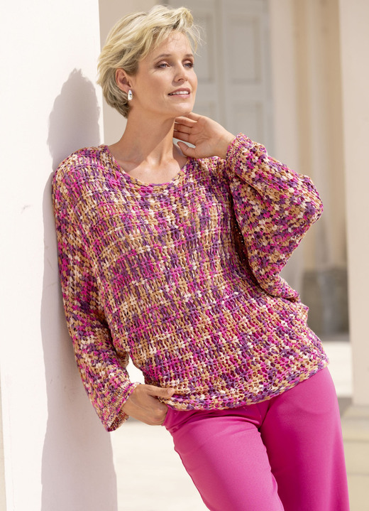 Pullover - Trui gemaakt van hoogwaardig lintgaren Pullover - Pullover, in Größe L(44/46) bis XS (32/34), in Farbe PINK-LILA-MULTICOLOR