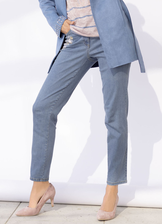Broeken - Jeans met bloemenborduursel Broeken - Jeans met bloemenborduursel, in Größe 018 bis 052, in Farbe JEANS BLAUW