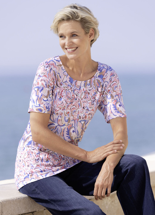 Korte mouw - Shirt Korte mouw - Shirt, in Größe 038 bis 054, in Farbe ECRU-ROSÉ-BLAUW