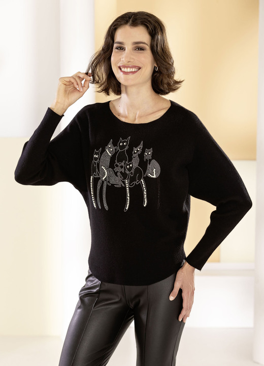 Pullover & breimode - Een trui van zachte, fijngebreide kwaliteit Pullover & breimode - Een trui van zachte, fijngebreide kwaliteit, in Größe L(44/46) bis XXL(52/54), in Farbe ZWART