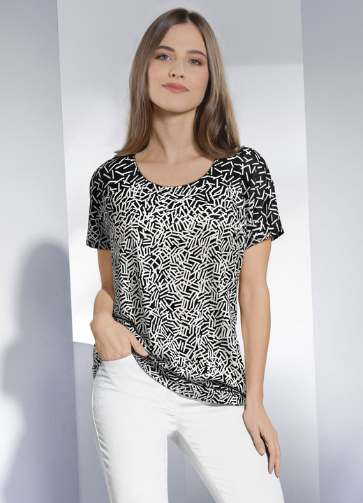 Klaus Modelle - Shirt met decoratieve structuur Klaus Modelle - Shirt met decoratieve structuur, in Größe 038 bis 054, in Farbe SCHWARZ-WEISS