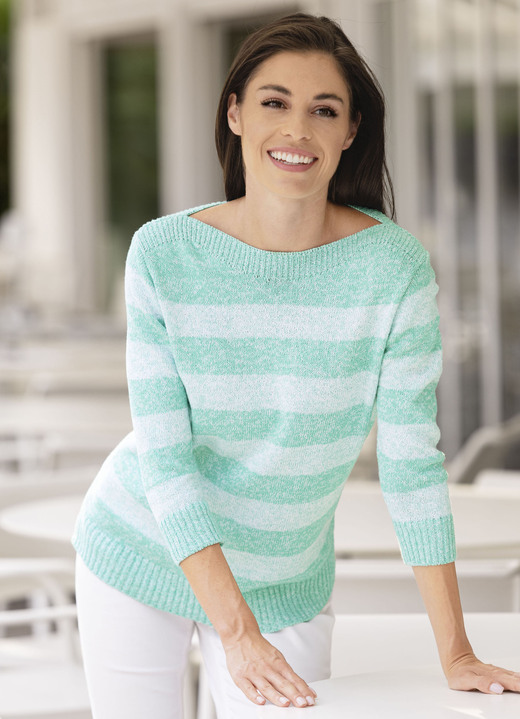 Pullover - Pullover, in Größe 036 bis 052, in Farbe MINT-WEISS MELIERT