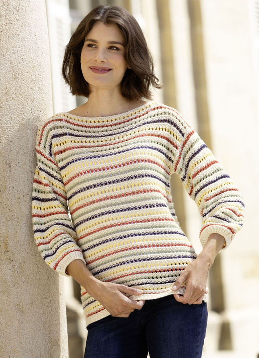 Pullover - Pullover, in Größe L(44/46) bis XS(32/34), in Farbe ECRU-MULTICOLOR