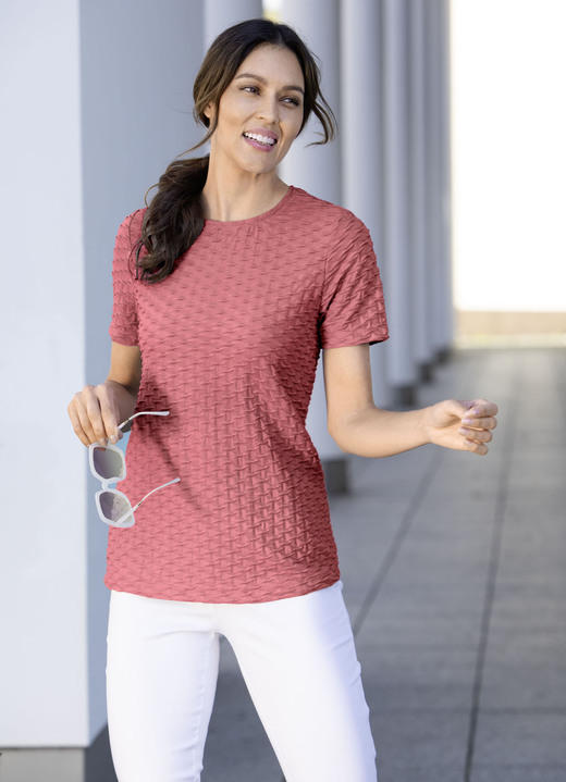 Korte mouw - Shirt met een interessante structuur in 3 kleuren Korte mouw - Shirt met een interessante structuur in 3 kleuren, in Größe 036 bis 052, in Farbe PALZENHOUT