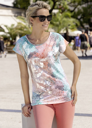 Shirt met zilverfolieprint