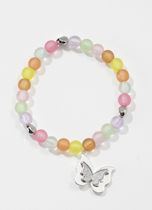 Armbanden - Stretcharmband met vlinderringhanger, in Farbe VEELKLEURIG