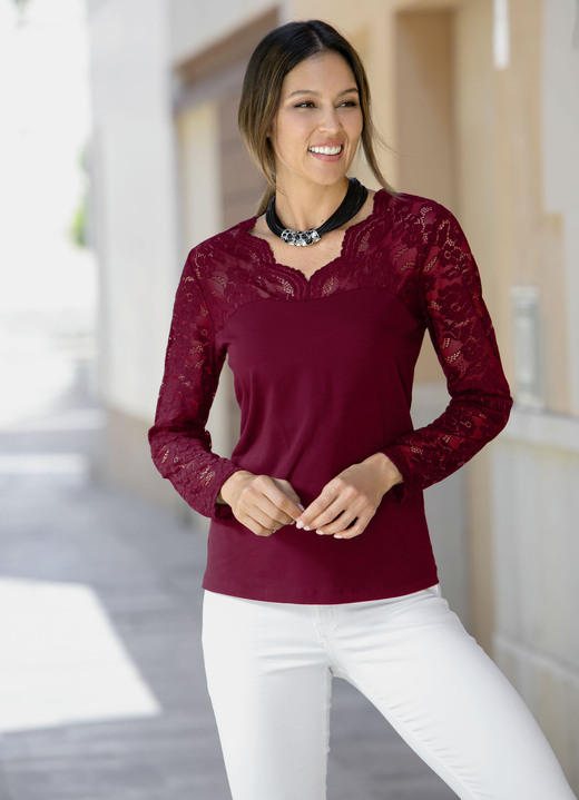 Tunieken - Shirttuniek met katoen Tunieken - Shirttuniek met katoen, in Größe 036 bis 052, in Farbe BORDEAUX