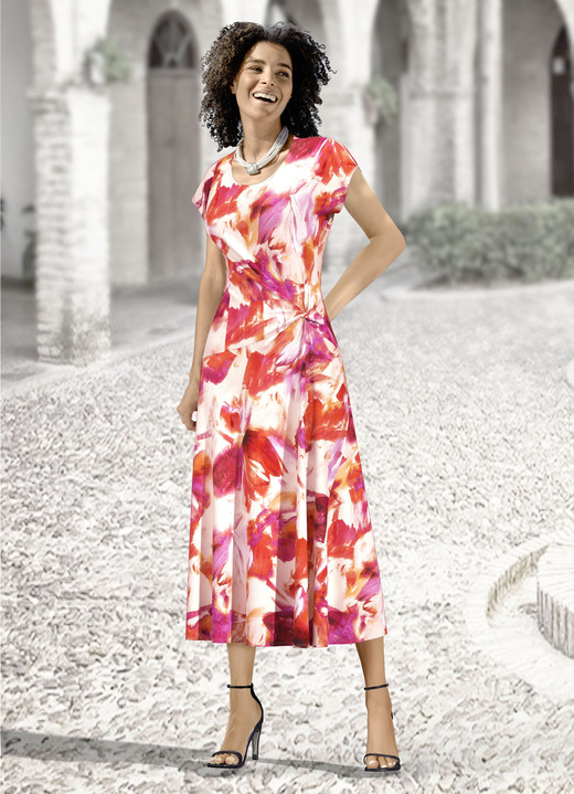 kleider - Kleid, in Größe 019 bis 054, in Farbe KORALLE-PINK-ECRU-BUNT