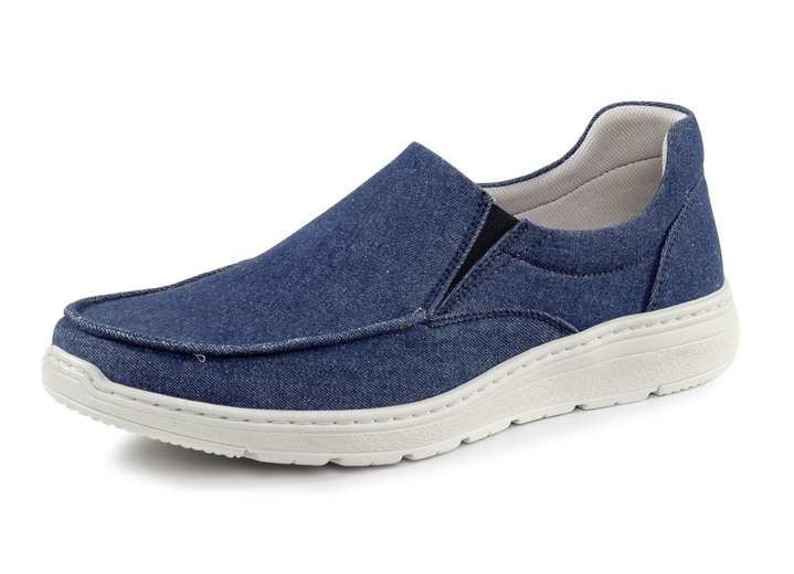 Instappers & veterschoenen - GINO GALANTE Slipper aus Jeansmaterial, in Größe 039 bis 046, in Farbe BLAU Ansicht 1