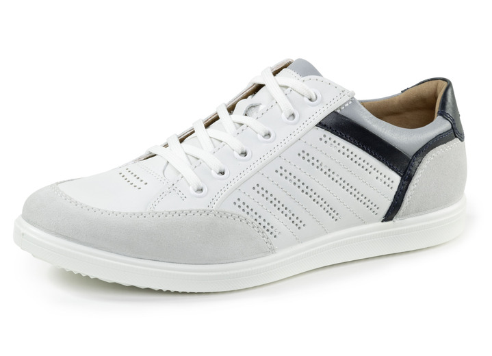 Schoenen - GINO Galante Sneaker mit Kontrast-Besätzen und Zierlochung, in Größe 040 bis 047, in Farbe WEISS Ansicht 1