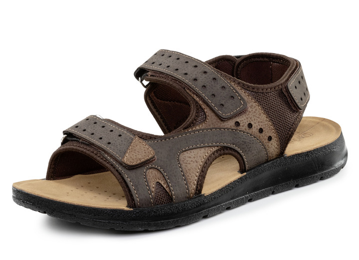 Sandalen & slippers - Sandale aus Synthetik und Textil, in Größe 041 bis 046, in Farbe BRUIN Ansicht 1