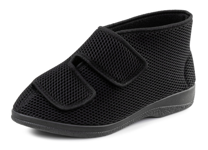 Huisschoenen - Klettschuh aus elastischem Textilmaterial, in Größe 040 bis 047, in Farbe ZWART Ansicht 1