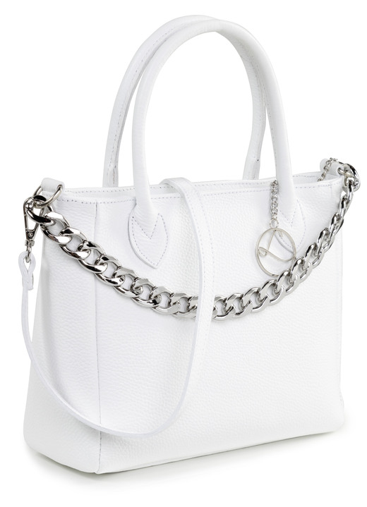Tassen - Laurina tas van generfd nappaleder met decoratieve ketting Tassen - Laurina tas van generfd nappaleder met decoratieve ketting, in Farbe WEISS