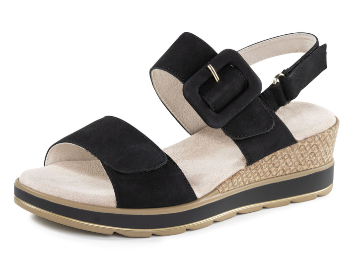 Sandalen & slippers - ELENA EDEN Sandalette aus feinem Nubukleder, in Größe 036 bis 042, in Farbe SCHWARZ Ansicht 1