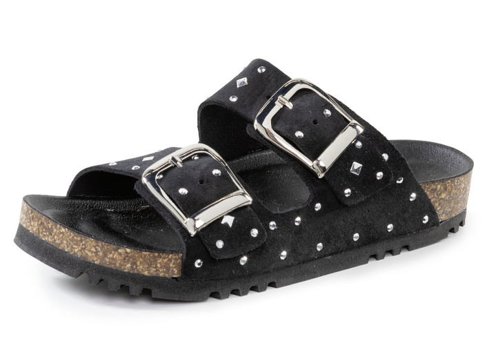 Sandalettes & slippers - Muiltjes van ELENA EDEN met trendy klinknagels, in Größe 036 bis 042, in Farbe ZWART Ansicht 1