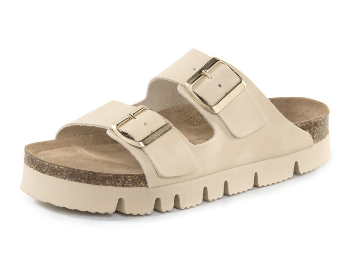 Sandaletten & Pantoletten - Pantoletten, in Größe 036 bis 042, in Farbe BEIGE Ansicht 1