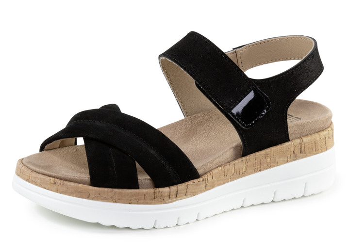 Sandalen & slippers - ELENA EDEN Sandale aus Nubuk- oder Veloursleder, in Größe 035 bis 041, in Farbe SCHWARZ Ansicht 1