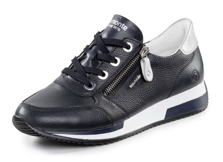 Remonte sneakers met veters en glinsterende zilveren contrastrand