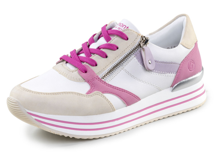 Instappers & veterschoenen - Remonte veterschoenen gemaakt van nappaleer, in Größe 036 bis 042, in Farbe CREME-BUNT Ansicht 1