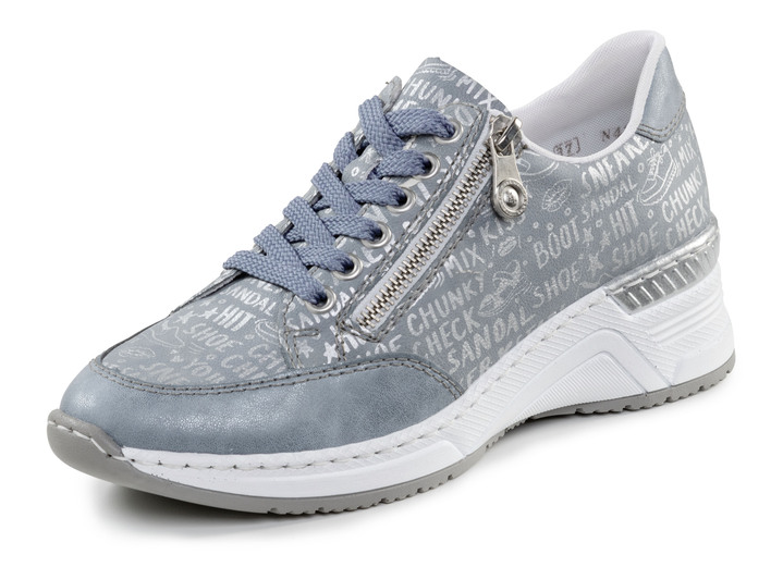 Instappers & veterschoenen - Rieker vetersneakers gemaakt van bedrukt synthetisch materiaal, in Größe 036 bis 042, in Farbe LICHTBLAUW-ZILVER Ansicht 1