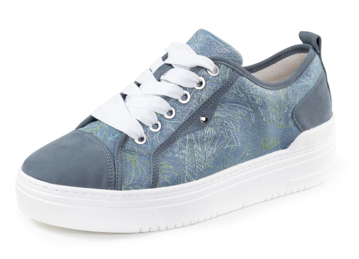 Instappers & veterschoenen - Waldläufer veter sneakers met speelse print, in Größe 3 1/2 bis 8, in Farbe JEANS Ansicht 1