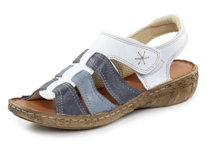 Sandalen & slippers - ELENA EDEN sandaal gemaakt van nappaleer met een subtiele gekreukelde structuur, in Größe 036 bis 042, in Farbe WIT-BLAUW Ansicht 1