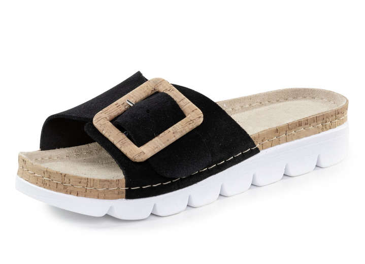 Sandalettes & slippers - ELENA EDEN muiltjes gemaakt van zacht suède, in Größe 036 bis 042, in Farbe SCHWARZ Ansicht 1