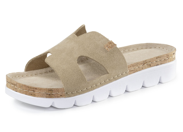 Sandalettes & slippers - ELENA EDEN, zomerse damesmuiltjes van leer, in Größe 036 bis 042, in Farbe BEIGE Ansicht 1