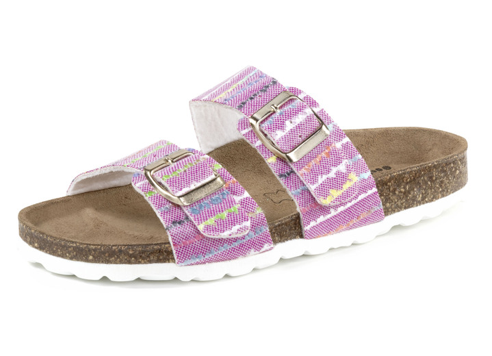 Sandalen & slippers - ELENA EDEN muiltjes gemaakt van synthetisch materiaal met een interessant patroon, in Größe 036 bis 042, in Farbe PINK-BUNT Ansicht 1