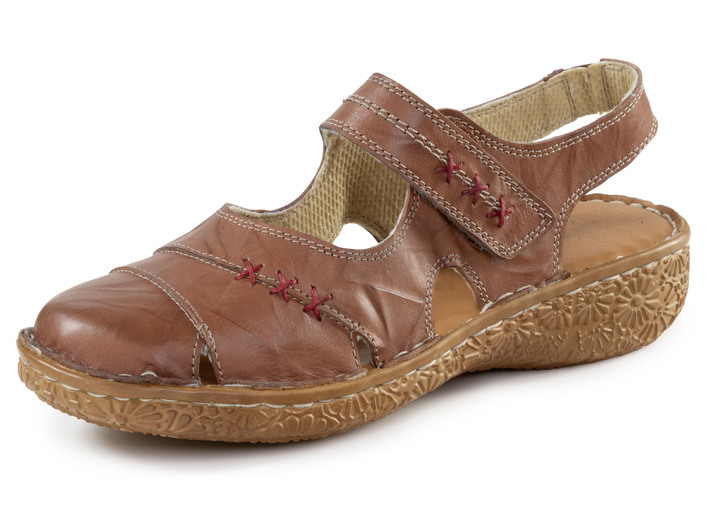 Instappers & veterschoenen - ELENA EDEN pantoffels gemaakt van nappaleer met een gerimpelde structuur, in Größe 036 bis 042, in Farbe COGNAC Ansicht 1