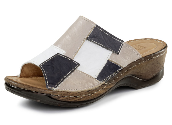 Sandaletten & Pantoletten - Pantoletten, in Größe 036 bis 041, in Farbe TAUPE-MARINE-WEISS Ansicht 1
