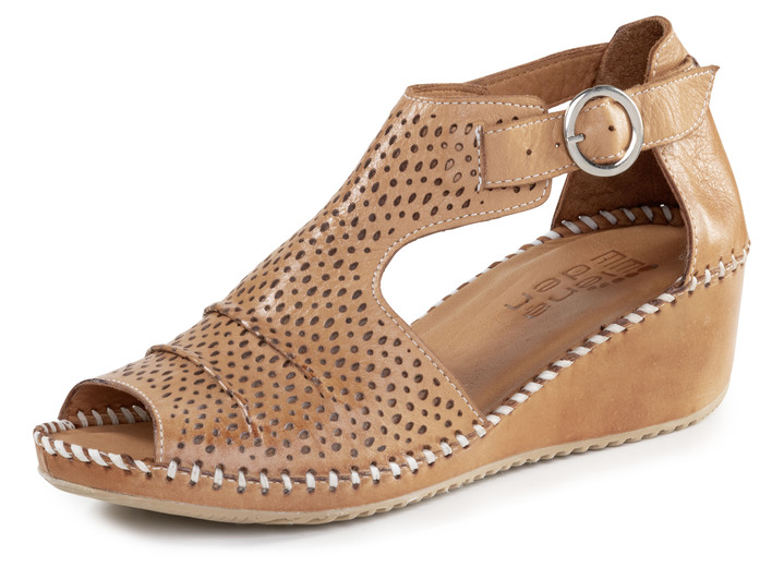 Sandalettes & slippers - ELENA EDEN sandaal met decoratieve perforatie, in Größe 036 bis 041, in Farbe NATURBRAUN Ansicht 1