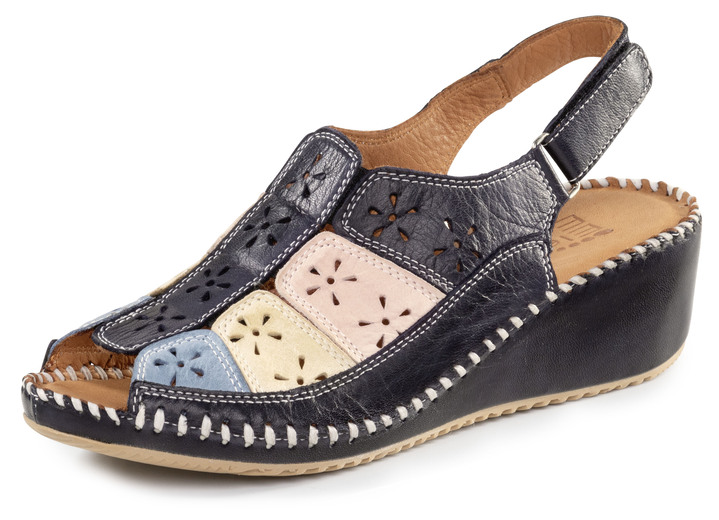 Sandalettes & slippers - ELENA EDEN sandaal van zacht, geperforeerd nappaleer, in Größe 036 bis 041, in Farbe DUNKELBLAU-BUNT Ansicht 1