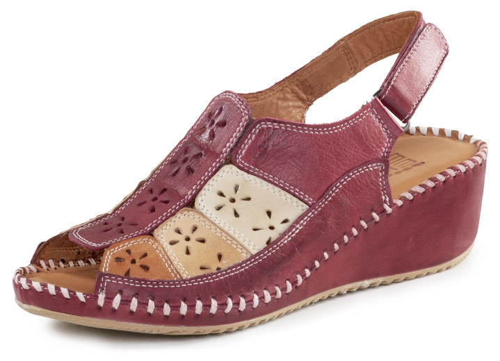 Sandalettes & slippers - ELENA EDEN sandaal van zacht, geperforeerd nappaleer, in Größe 036 bis 041, in Farbe RUBINROT-BUNT Ansicht 1