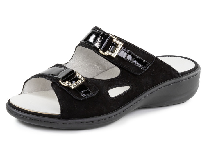 Sandalen & slippers - Ranger-muilezel met metalen sieraden met strass-steentjes, in Größe 3 1/2 bis 8, in Farbe SCHWARZ Ansicht 1