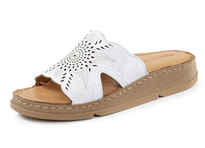 Sandalen & slippers - Gemini muiltjes van nappaleer met perforatie, in Größe 036 bis 042, in Farbe WEISS Ansicht 1