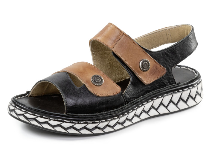 Sandaletten & Pantoletten - Sandalen, in Größe 036 bis 042, in Farbe SCHWARZ-COGNAC Ansicht 1