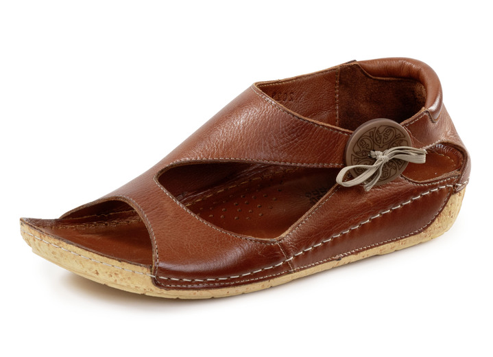Sandalen & slippers - Gemini sandaal van deels gekleurd rundnappaleer, in Größe 036 bis 042, in Farbe COGNAC Ansicht 1