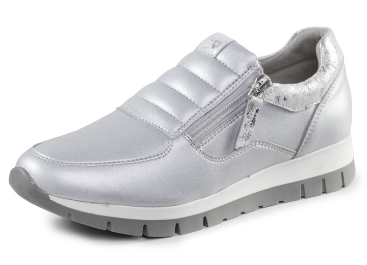 Instappers & veterschoenen - ELENA EDEN sneakers gemaakt van nappaleer en zilvergrijs suède met reliëf, in Größe 036 bis 042, in Farbe ZILVERGRIJS Ansicht 1