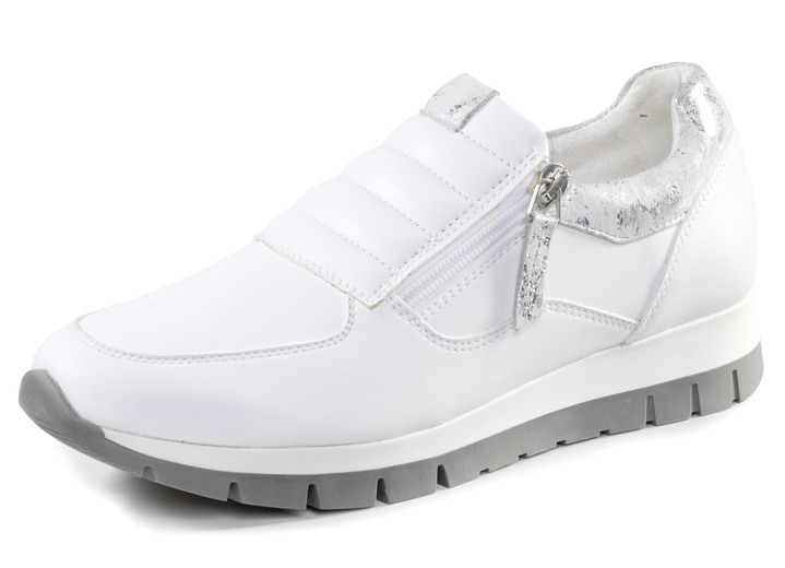 Instappers & veterschoenen - ELENA EDEN sneakers gemaakt van nappaleer en zilvergrijs suède met reliëf, in Größe 036 bis 042, in Farbe WIT Ansicht 1
