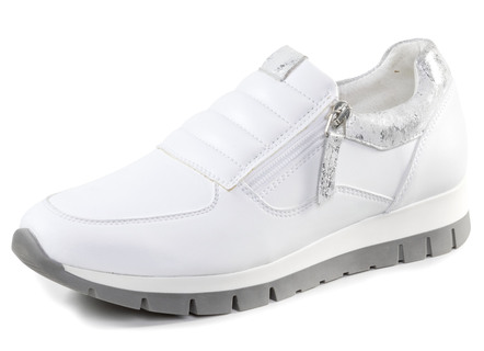 ELENA EDEN sneakers gemaakt van nappaleer en zilvergrijs suède met reliëf