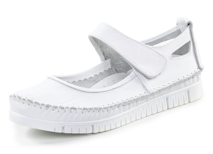 Instappers & veterschoenen - Gemini mocassin pantoffels met een subtiele gekreukelde structuur, in Größe 036 bis 042, in Farbe WEISS Ansicht 1