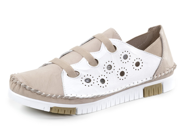Instappers & veterschoenen - pantoffel, in Größe 036 bis 042, in Farbe TAUPE-WEISS Ansicht 1