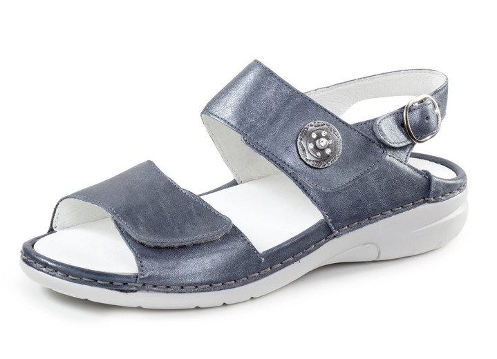 Sandalen & slippers - Ranger sandaal met metalen sieraden met strass steentjes, in Größe 4 bis 8 1/2, in Farbe STAHLBLAU Ansicht 1