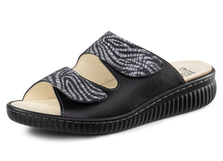Sandalen & slippers - Muiltjes van ELENA EDEN met deels glinsterende zebraprint, in Größe 036 bis 042, in Farbe SCHWARZ Ansicht 1