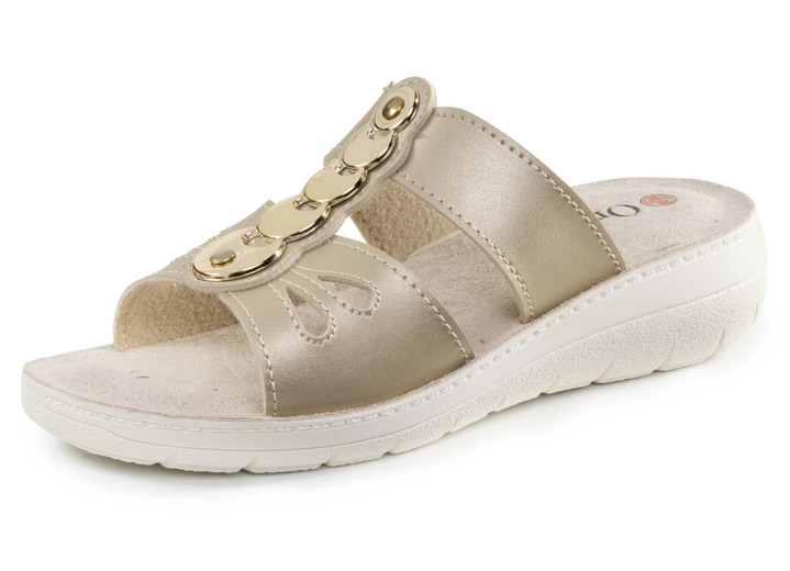Sandalen & slippers - Muiltjes met glanzende sieraden, in Größe 036 bis 042, in Farbe GOLDBEIGE Ansicht 1