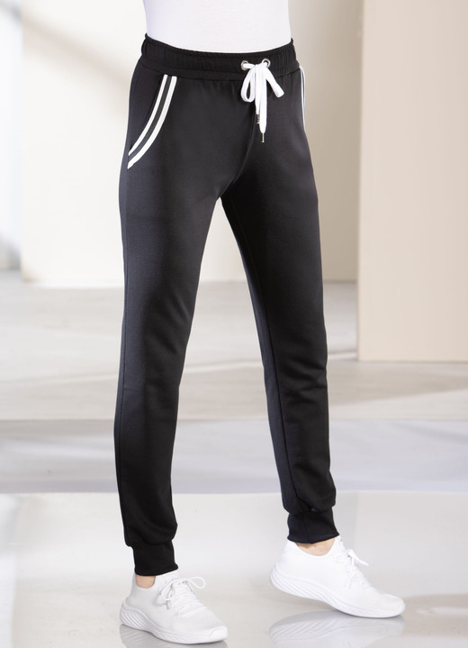 Vrijetijds pantalons - Vrijetijdsbroek met elastische tailleband Vrijetijds pantalons - Vrijetijdsbroek met elastische tailleband, in Größe 019 bis 052, in Farbe SCHWARZ