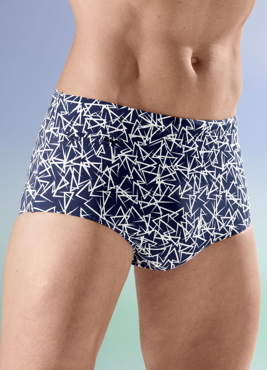 Badehosen - Badehose, in Größe 004 bis 010, in Farbe MARINE-WEISS